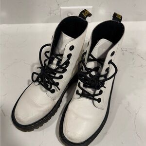 White Leather Lace-Up Boots